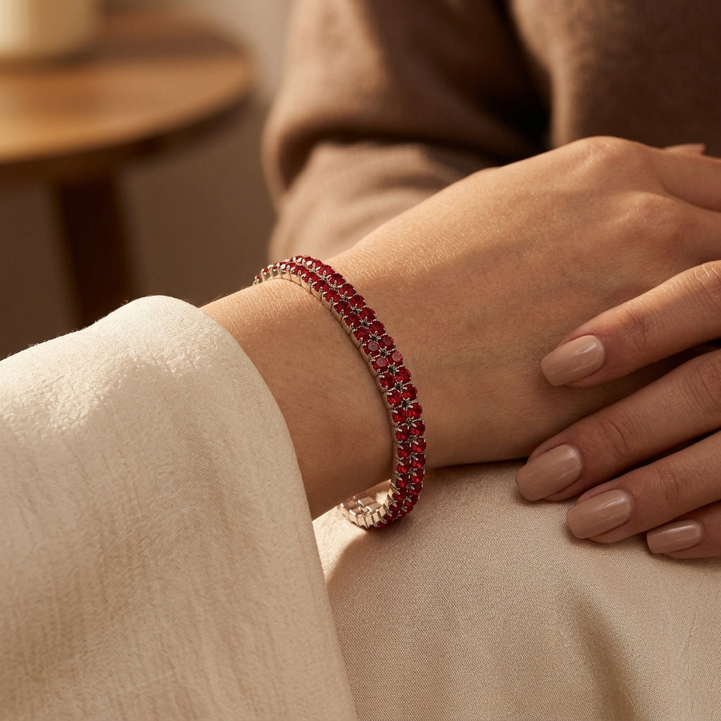 Ruby and Silver Tennis Bracelet Design