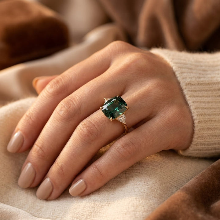 Emerald Single Stone Gold Ring