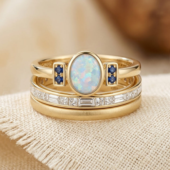 Gold Stacked Bezel Ring Collection