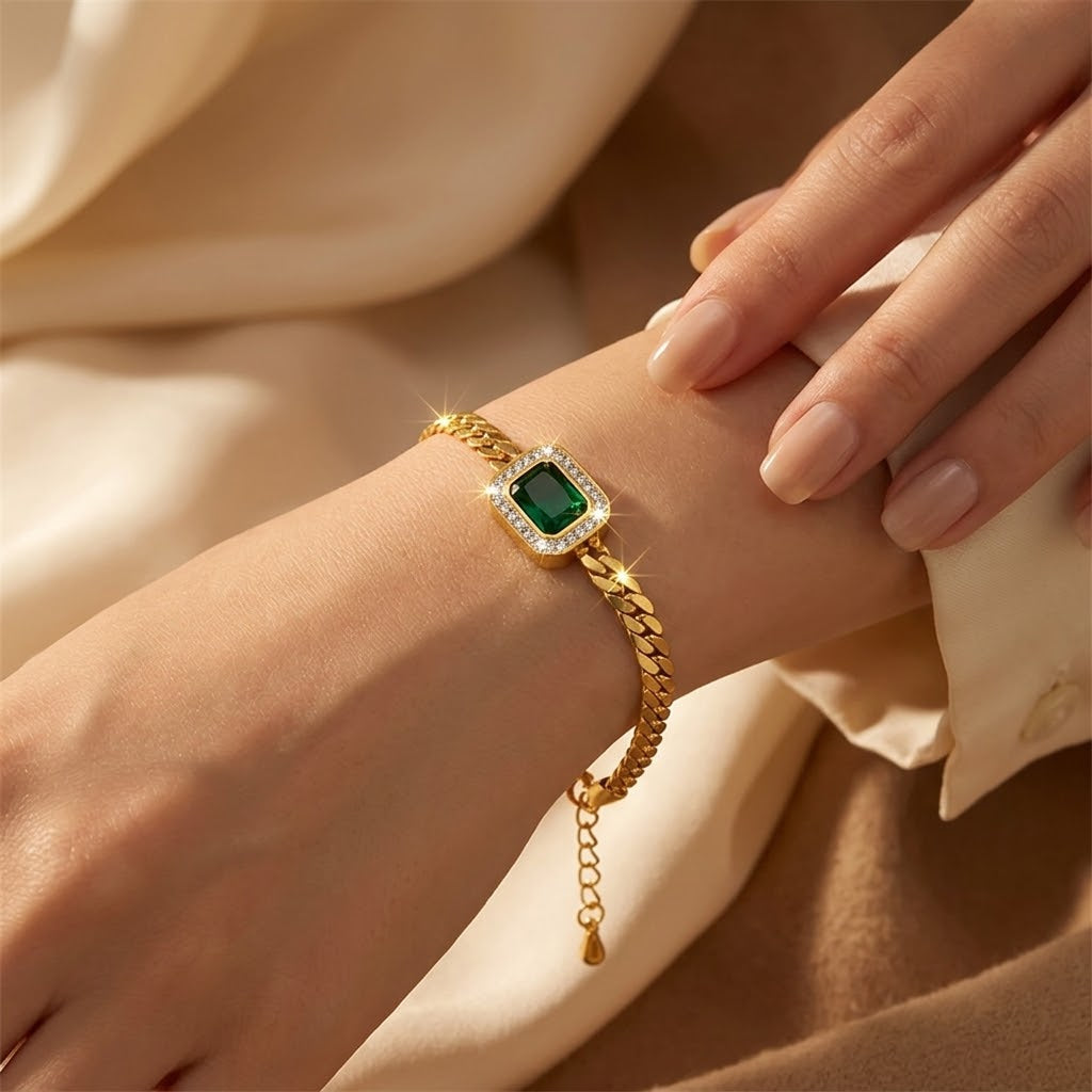 Green and Gold Chain Bracelet