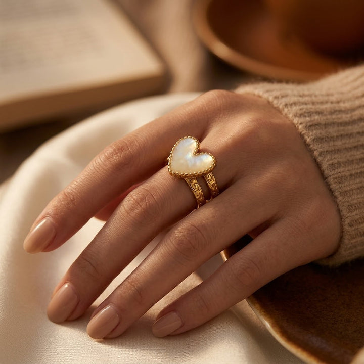 Golden Heart-Shaped Design Ring