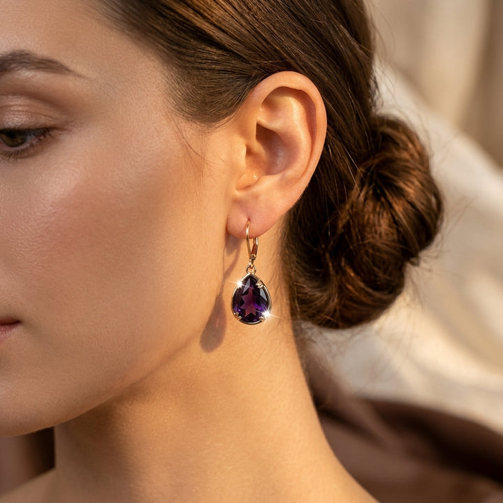 Gold Amethyst Drop Earrings