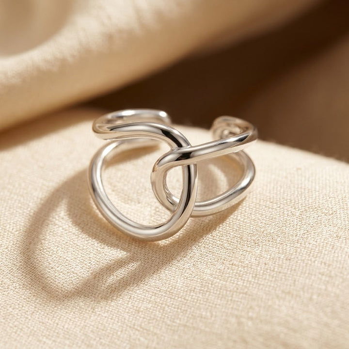 Intertwined Silver Open Ring