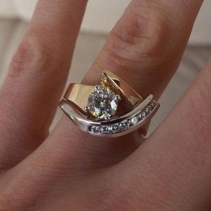 Radiant Asymmetrical Gold and Silver Ring