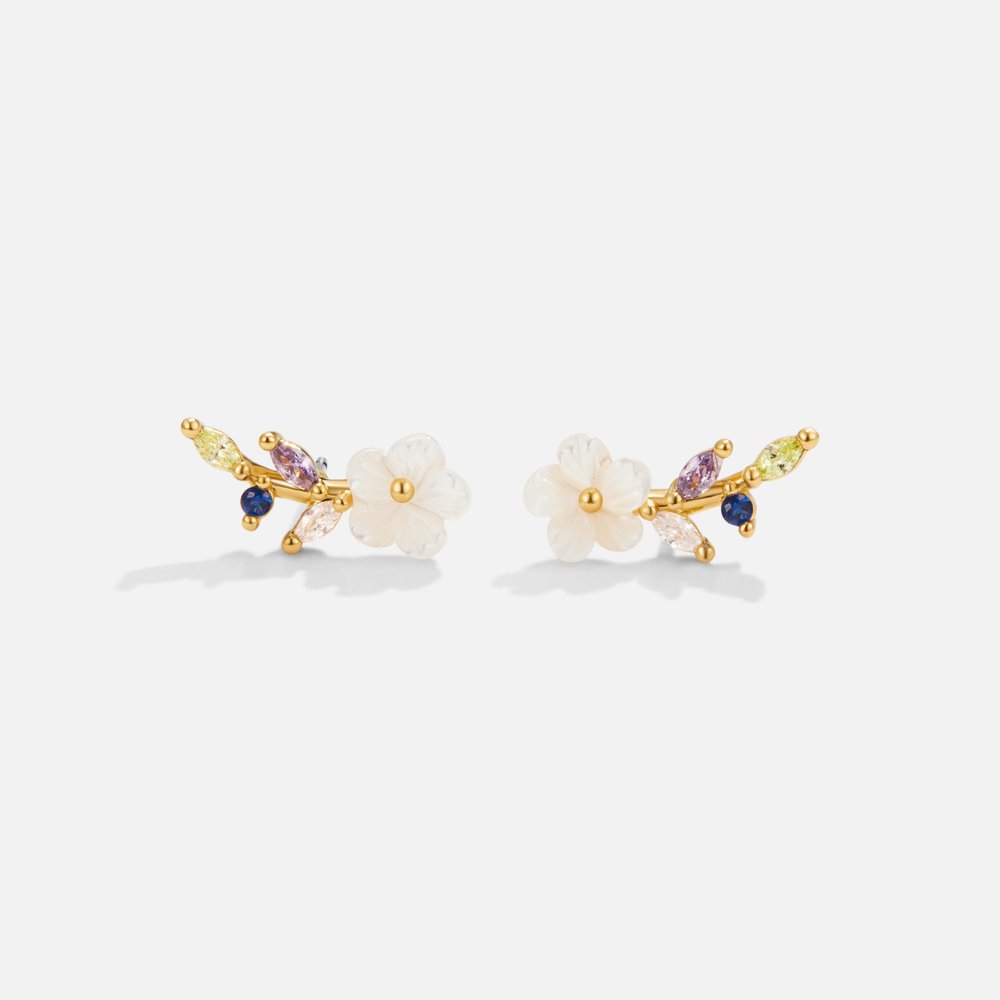 Ivory Petal Crystal Earrings