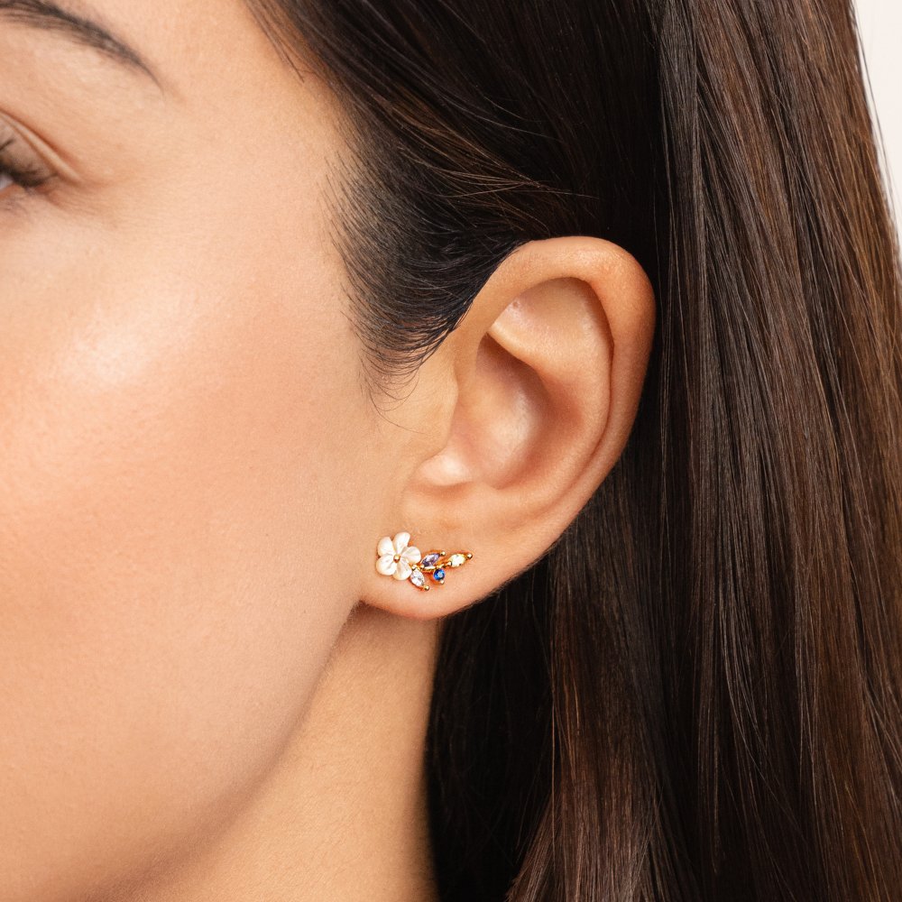 Ivory Petal Crystal Earrings