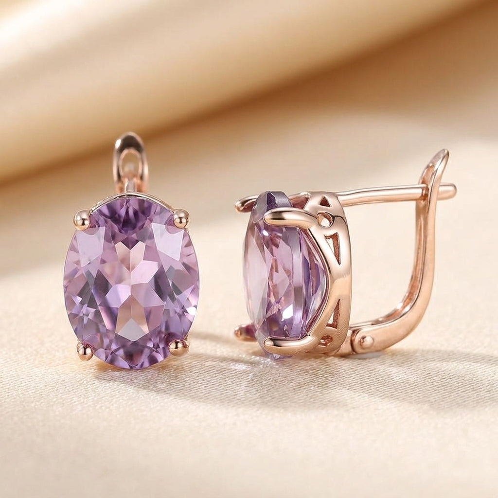 Rose Gold Amethyst Stud Earrings