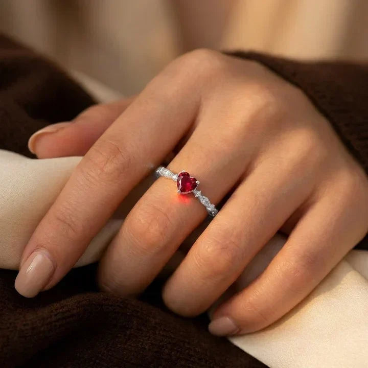 Gold Ring with Ruby Heart