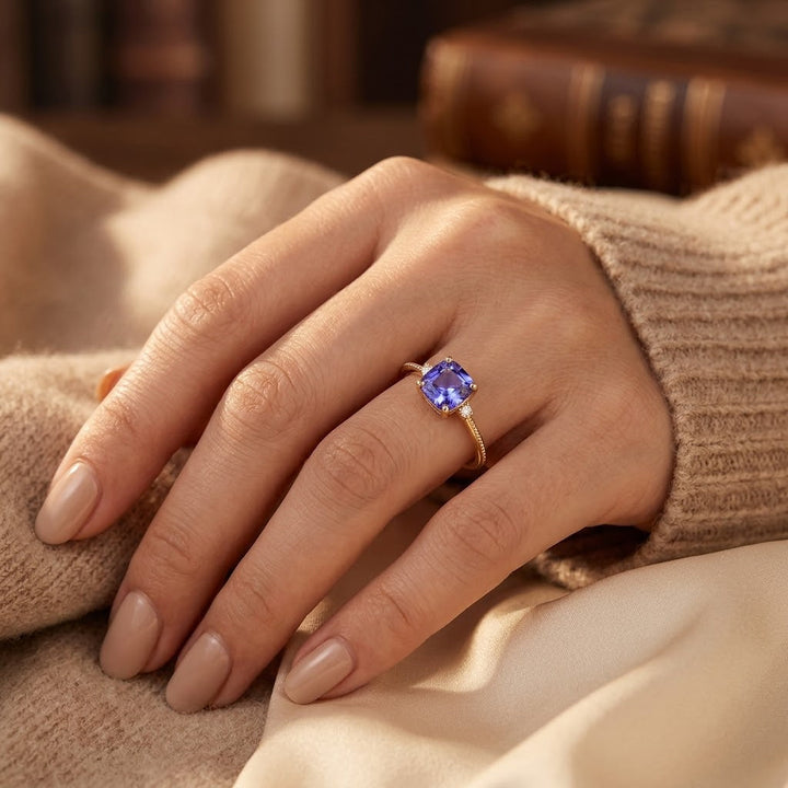 Amethyst Solitaire Ring in Gold