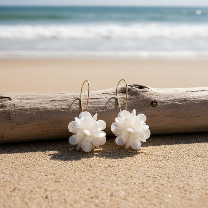 Elegant White Floral Earrings