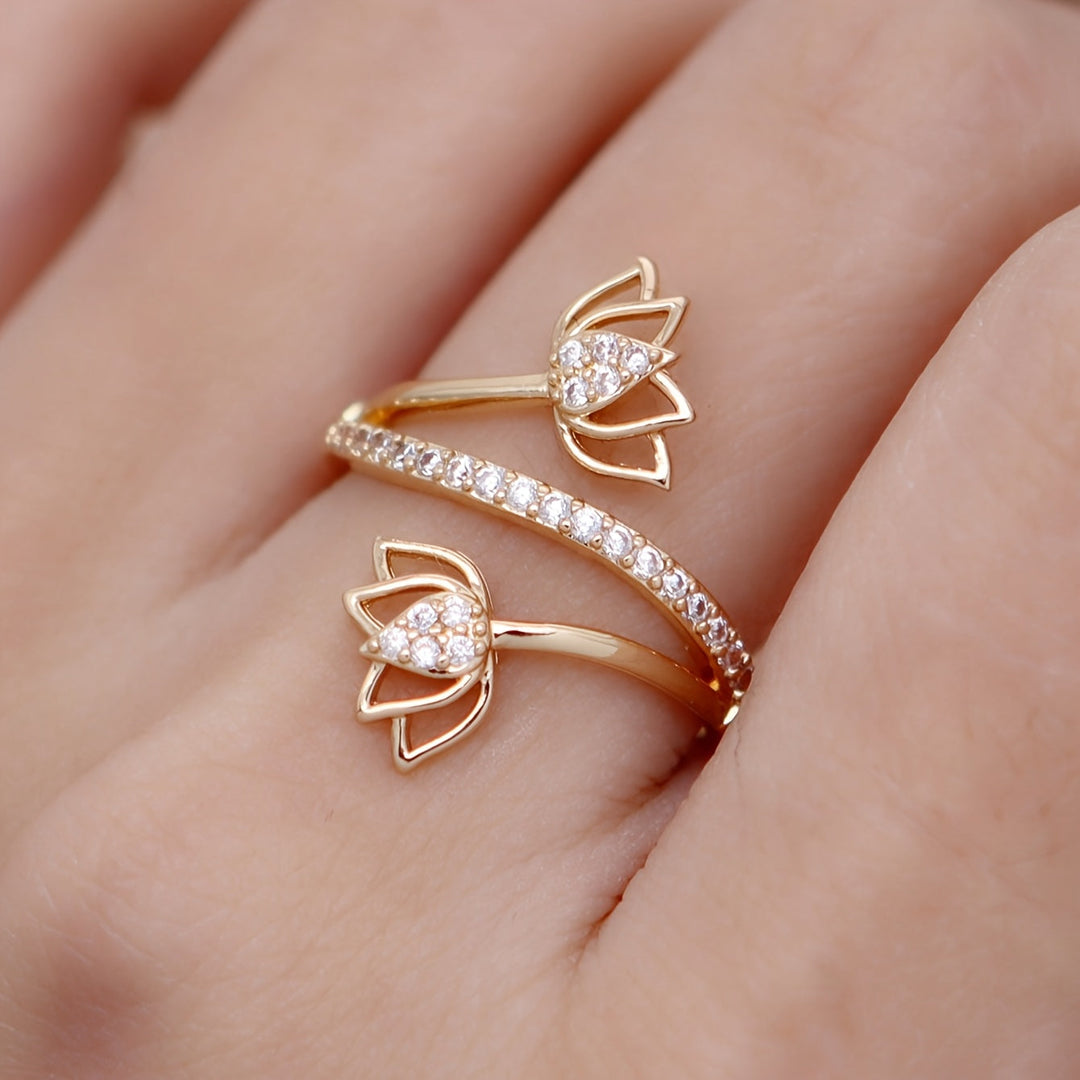 Zirconia Lotus Blossom Ring