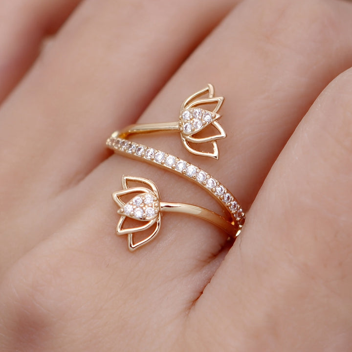 Zirconia Lotus Blossom Ring