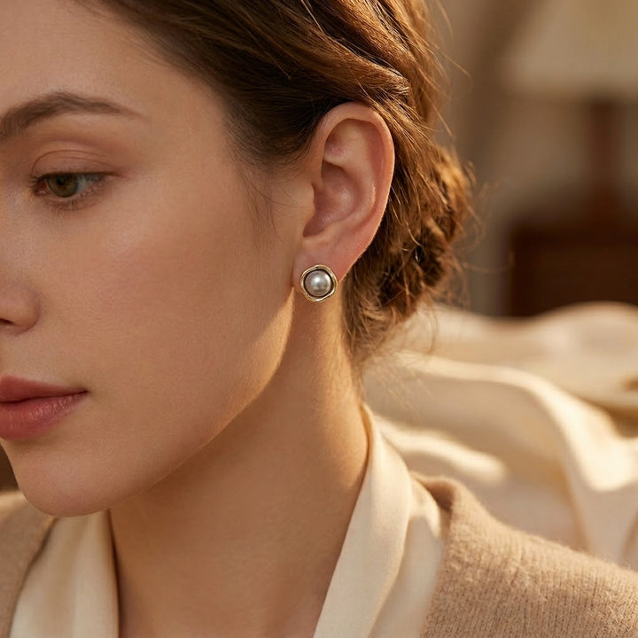 Lustrous Pearl Stud Earrings
