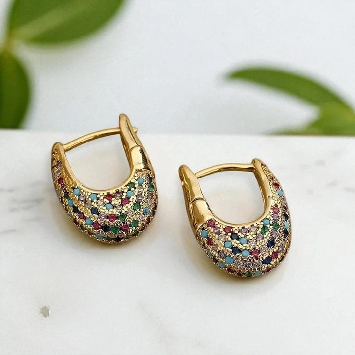Chic Colorful Gemstone Inlay Earrings
