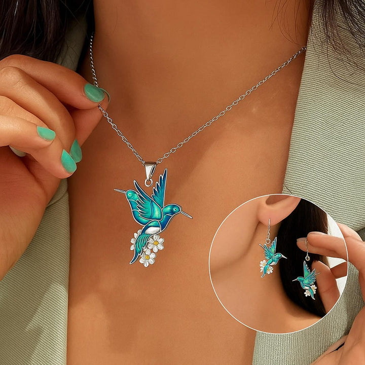 Beautiful Hummingbird Necklace Set with Matching Earrings