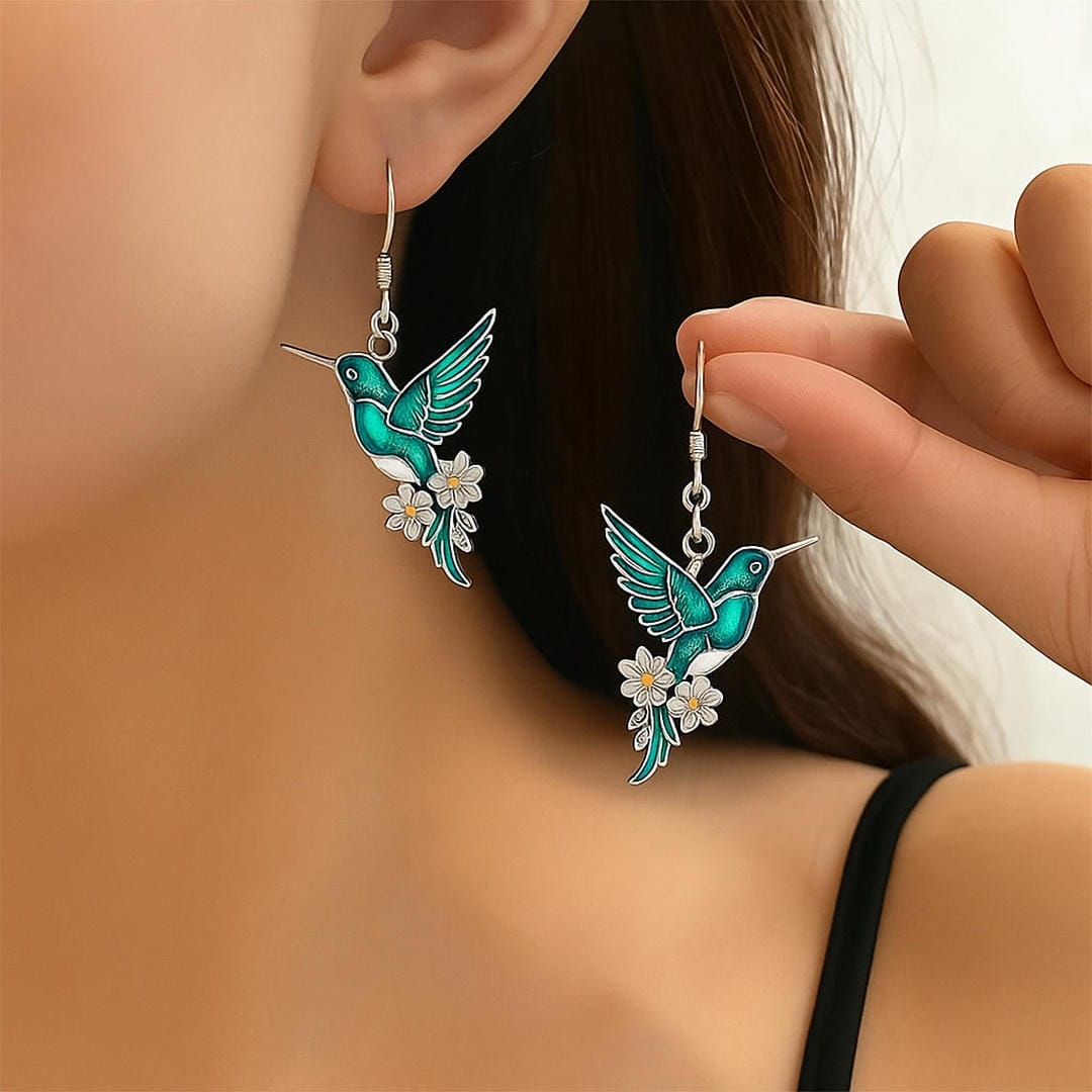 Beautiful Hummingbird Necklace Set with Matching Earrings