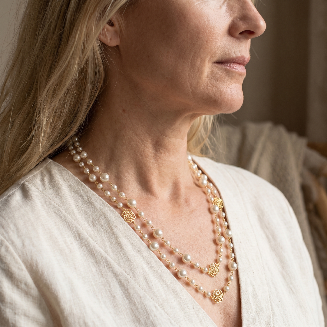 Elegant Gold Pearl Pendant Necklace