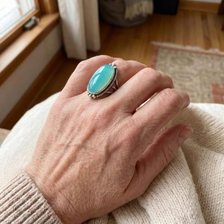 Antique Sterling Silver Turquoise Bold Ring