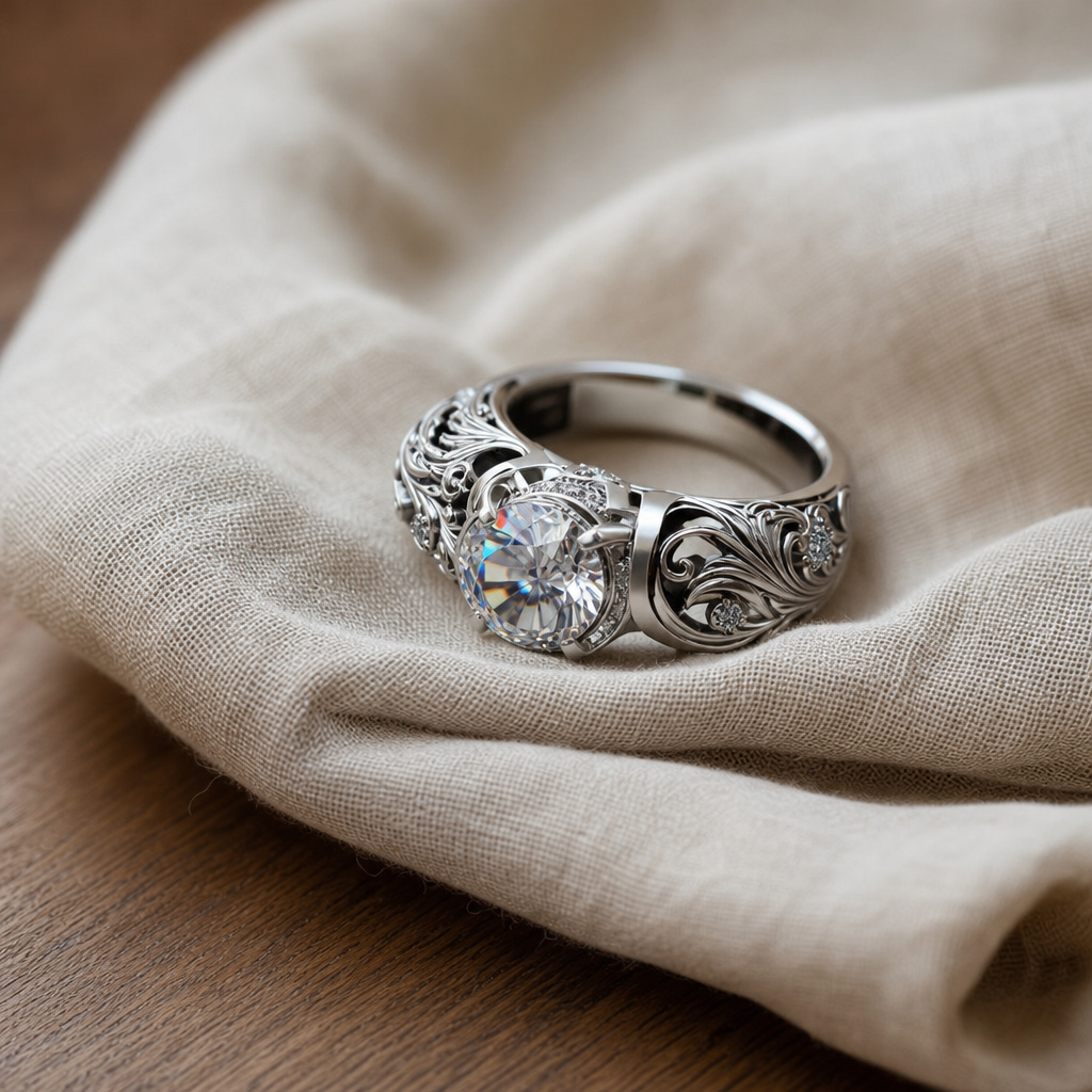 Unique Silver Ring with Exotic Crystals