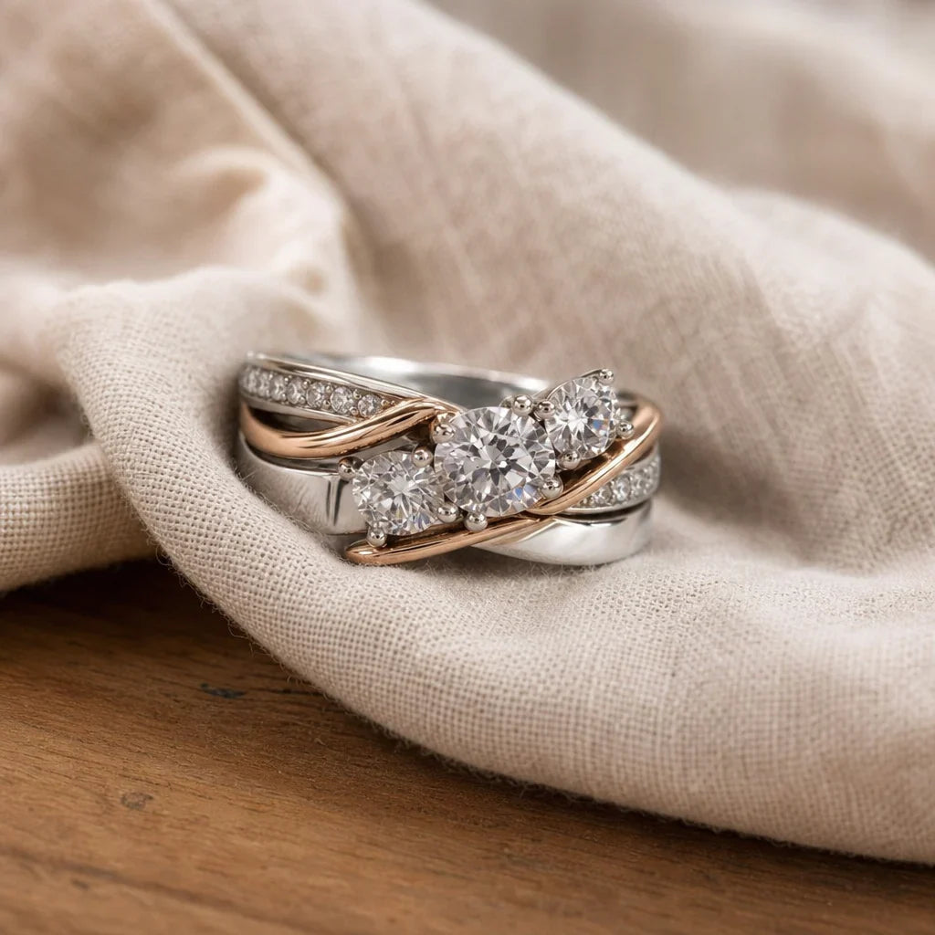 Elegant Dual-Tone Zirconia Band