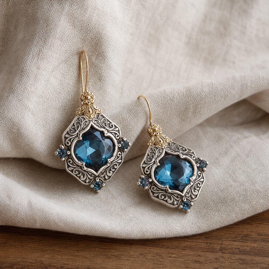 Elegant Blue Crystal Earrings
