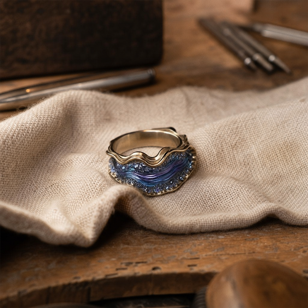Premium Golden Wave Ring