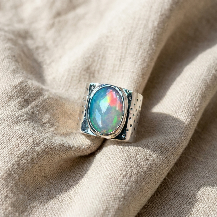 Iridescent Oval Stone Ring