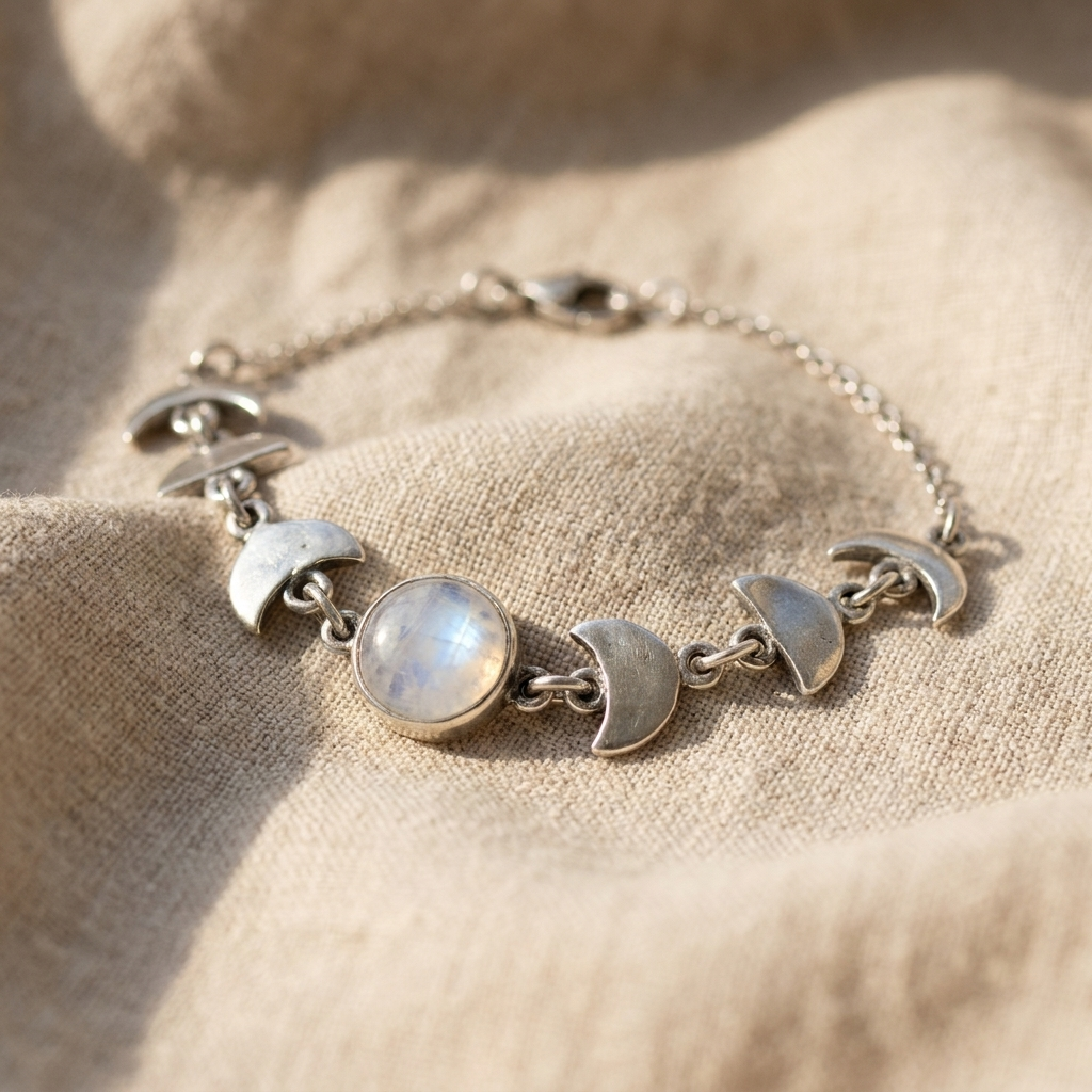 Moonstone Bracelet Inspired by the Lunar Phases