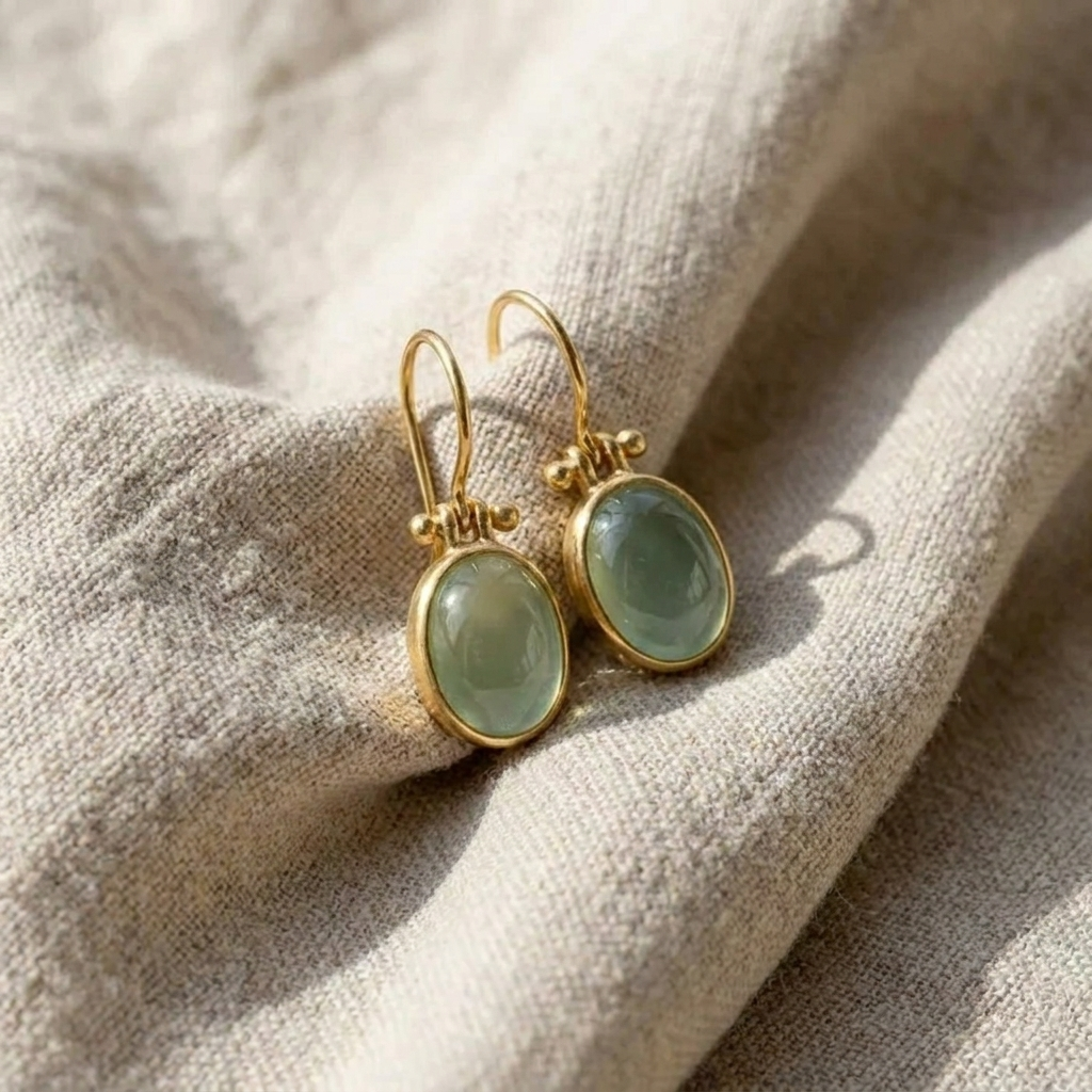 Retro Green Moonstone Earrings
