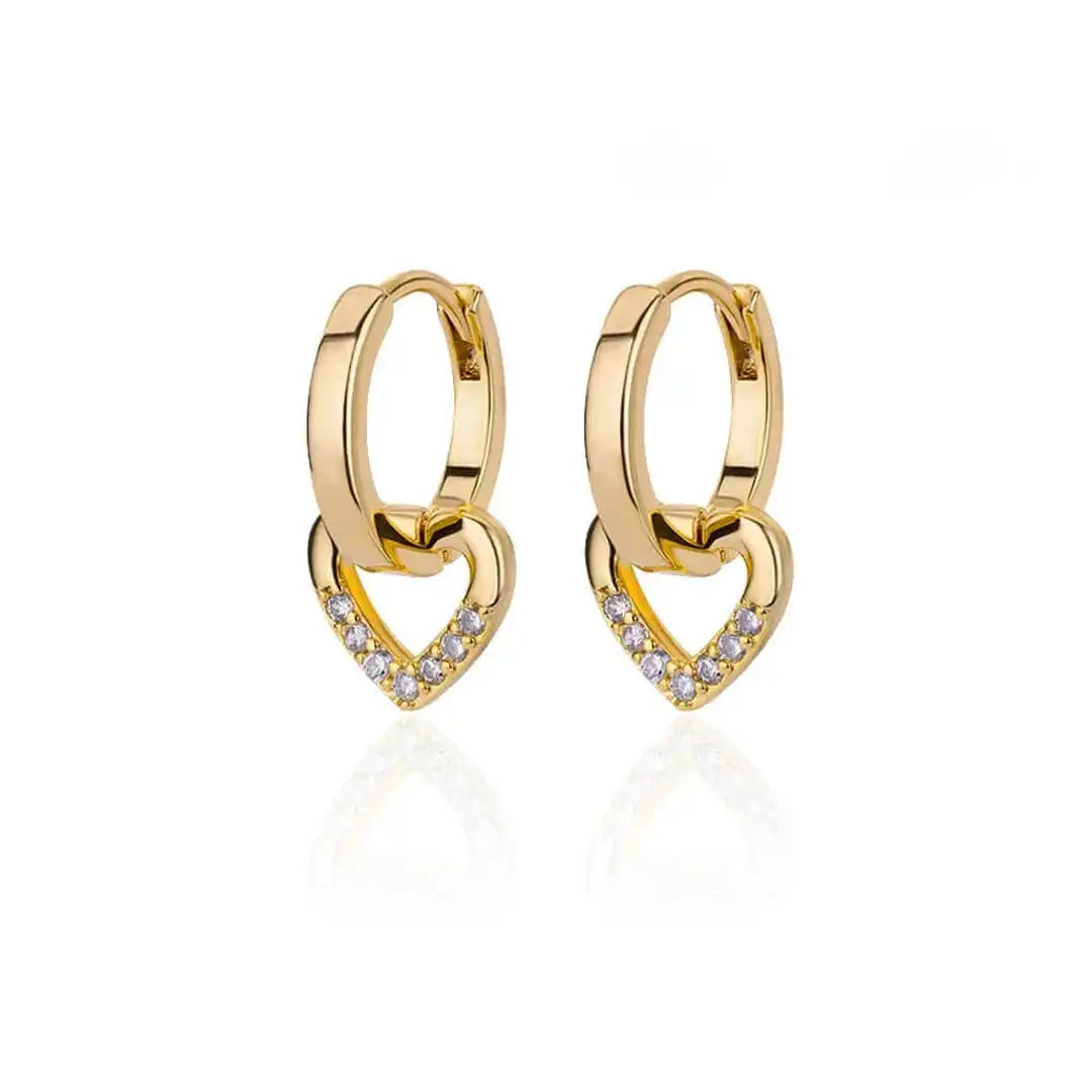 Heart-Shaped Zirconia Earrings