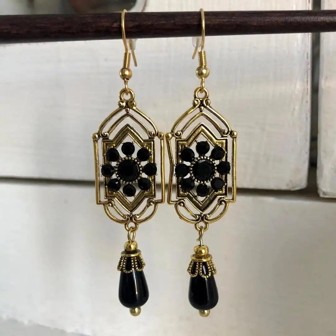 Sophisticated Black Crystal Drop Earrings