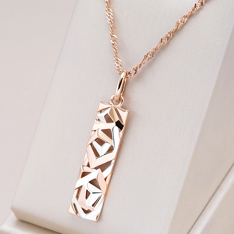 Elegant Gold Rectangular Pendant Necklace