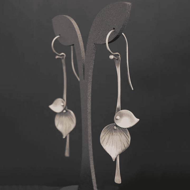 Vintage Silver Leaf Earrings