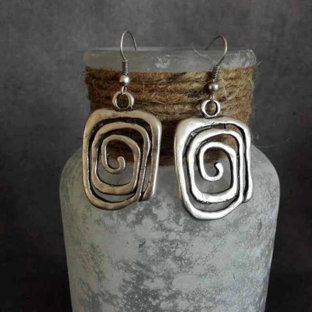 Retro Twisted Silver Earrings
