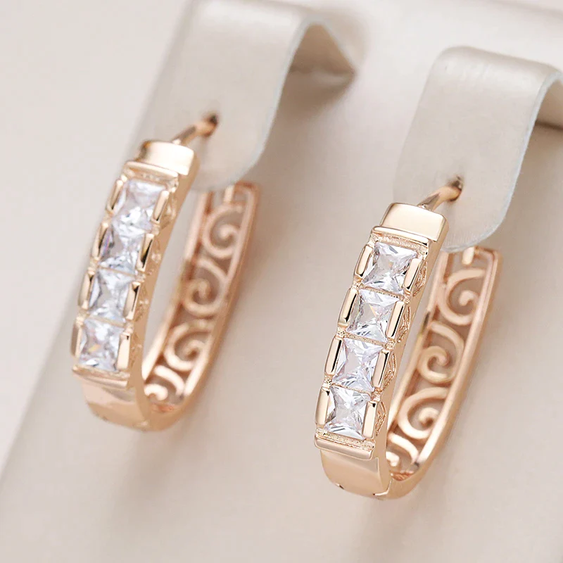 Elegant Zirconia Inlay Earrings