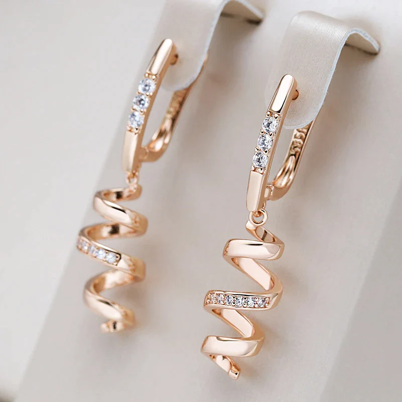 Chic Gold Spiral Zirconia Earrings