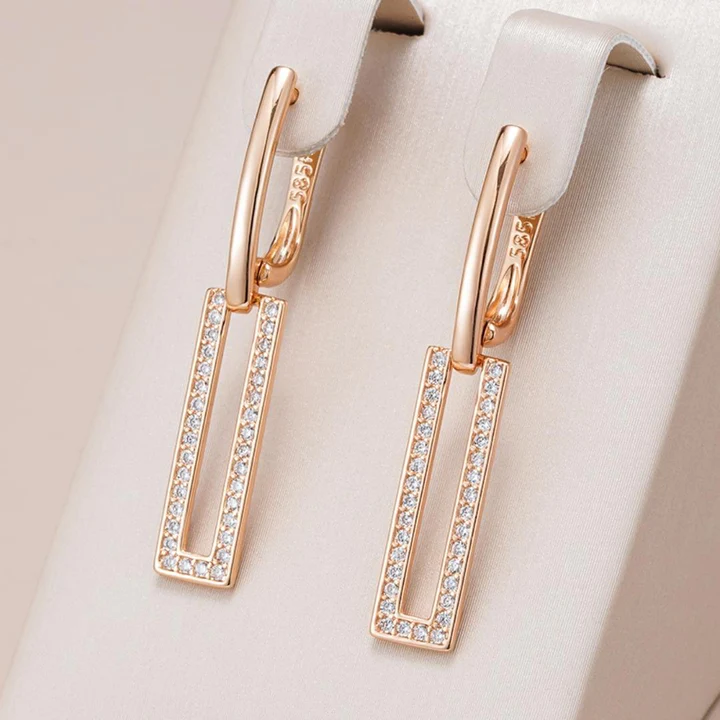 Sophisticated Gold Rectangular Hollow Earrings