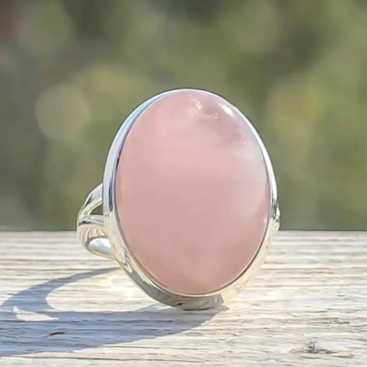 Vintage Rose Quartz Sterling Silver Ring