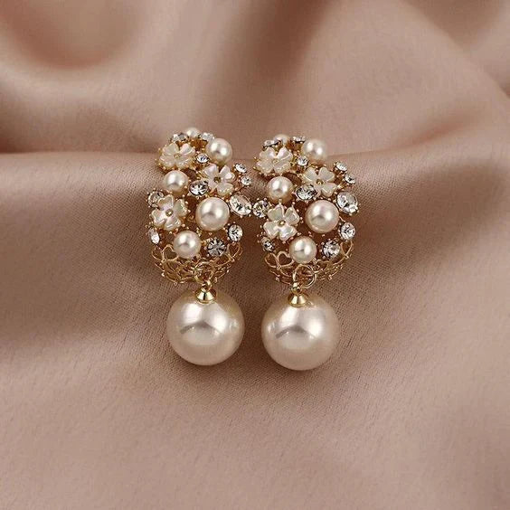 Elegant Floral-Inspired Pearl Earrings