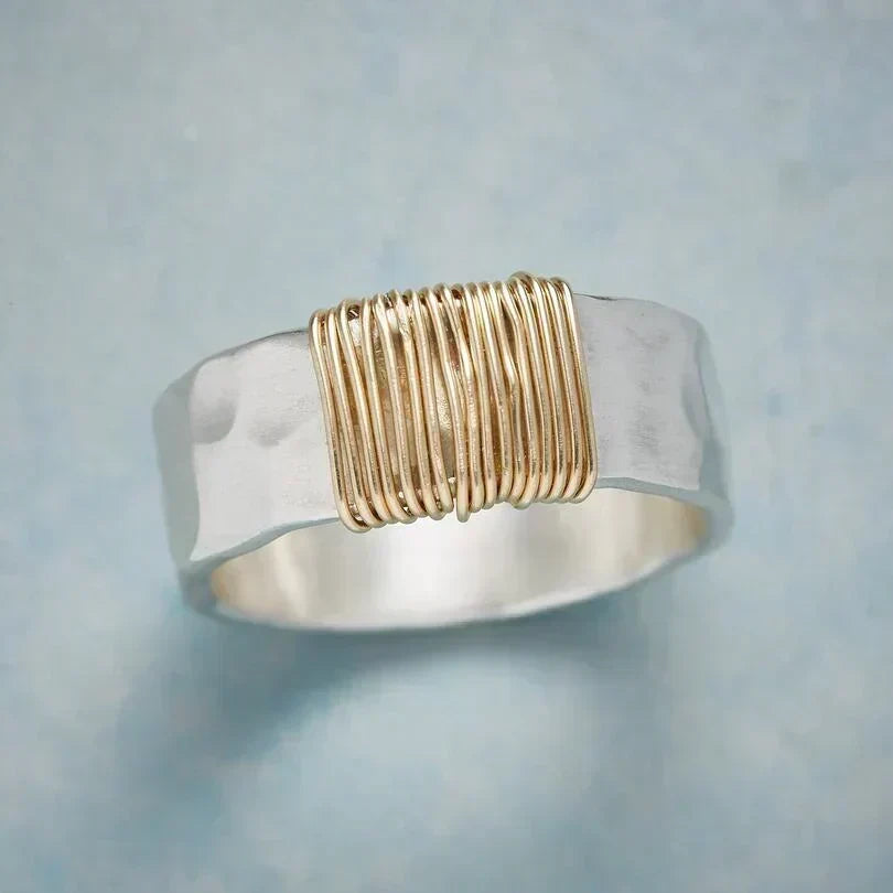 Gold and Silver Wire-Wrapped Ring