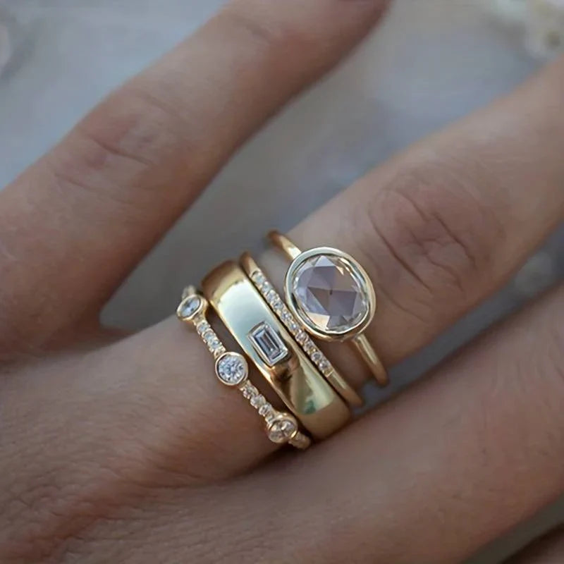 Retro Gold Zirconia Ring Collection
