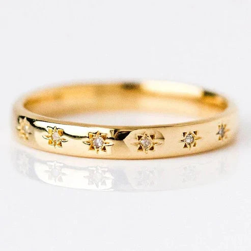 Antique Gold and Zirconia Band