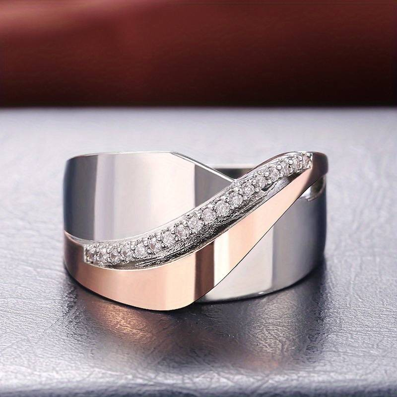 Antique Rose Gold and Silver Zirconia Band
