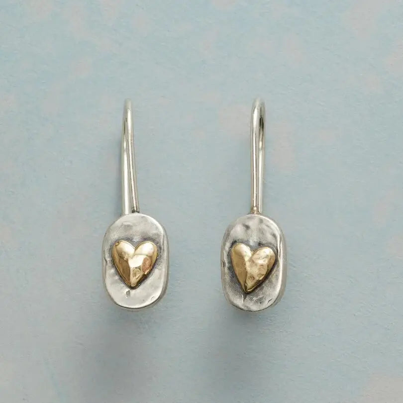 Antique Silver and Gold Heart-Shaped Earrings