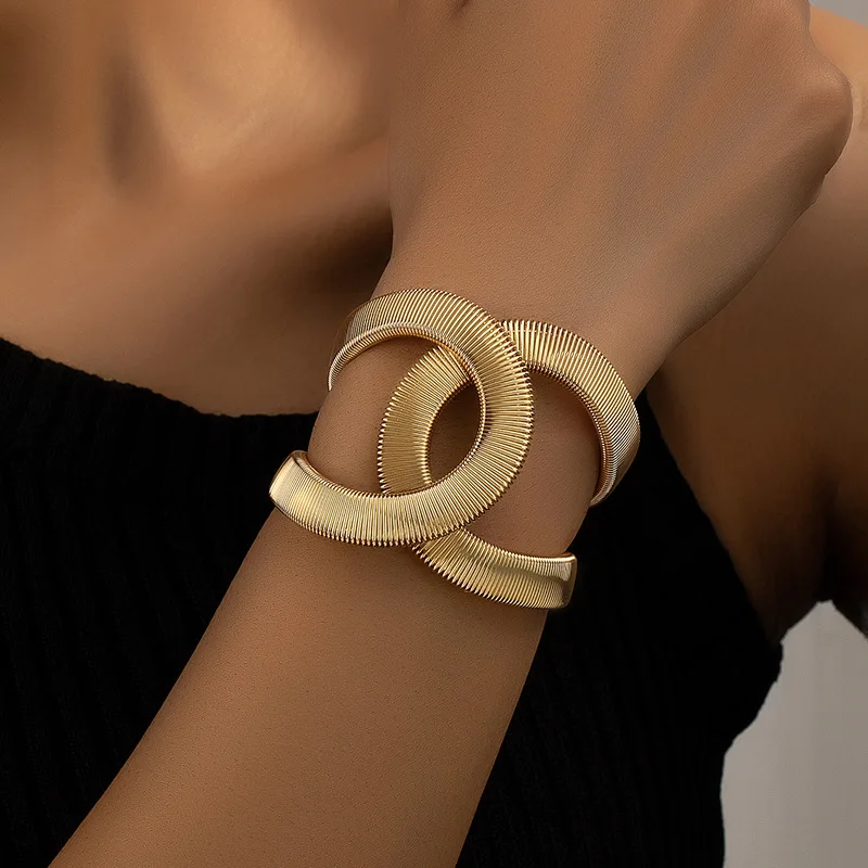 Stylish Dual-Tone Gold Bracelet