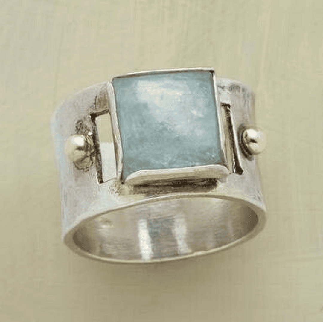 Vintage Emerald Square Moonstone Ring