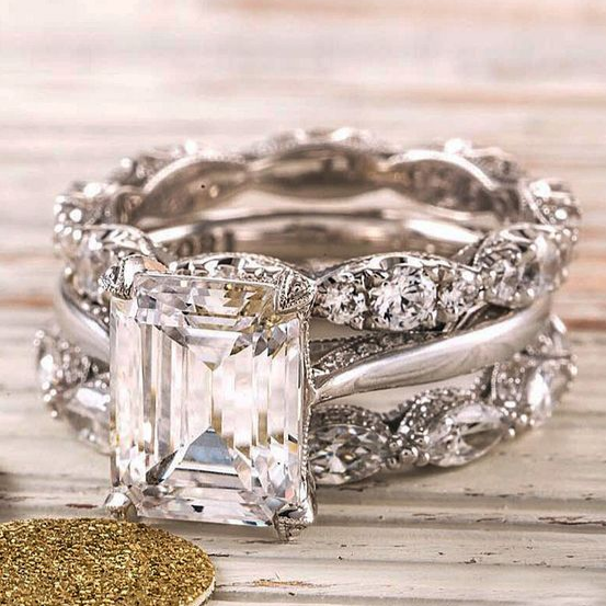 Vintage Silver Gleam Stacked Ring