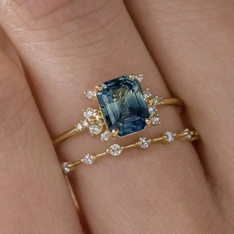 Azure Shimmer Ring Collection