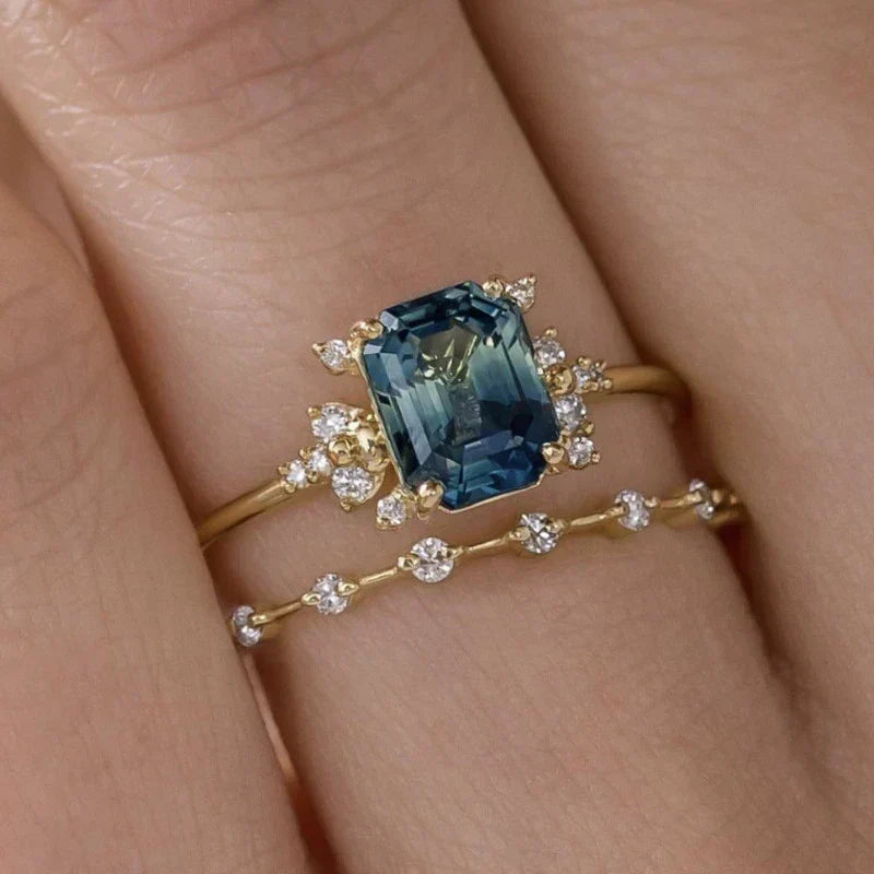 Azure Glimmer Ring Collection