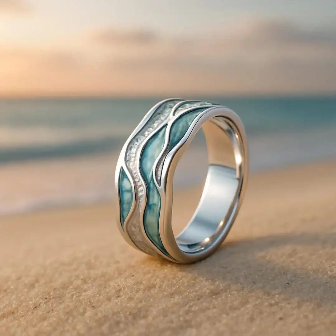 Turquoise Seasilver Wave Band